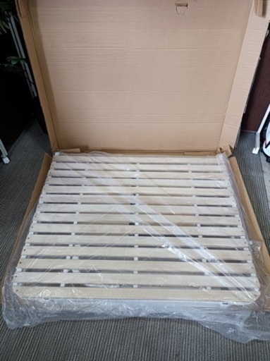★F1484【新品未使用】ぼん家具　すのこベッド　セミダブル　折り畳み　ナチュラル　家具 ベッド シングルベッド