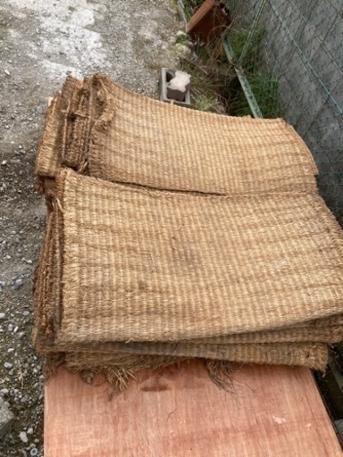 残り少し 農用 むしろ 筵 藁 わら こも 簀巻き 時代劇 農業 農家 畑