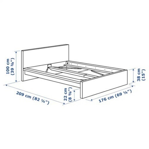 IKEAベッドフレーム マットレス幅160 クイーン MALM マルム すのこ付