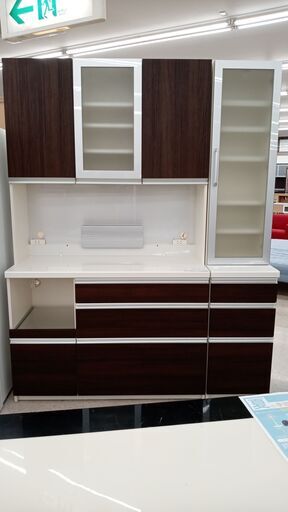 店長値引き★ジモティ割あり★ パモウナ レンジボード ブラウン H205.5×D50×W161 クリーニング済み TJ4868