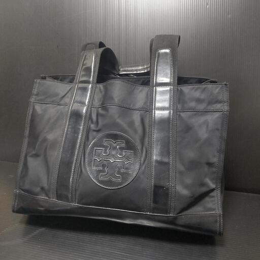 Tory Burchトリーバーチ／黒系エナメル×革トートバッグ