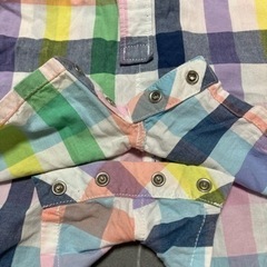 GAP baby オシャレチェック柄ロンパース 70cmの画像
