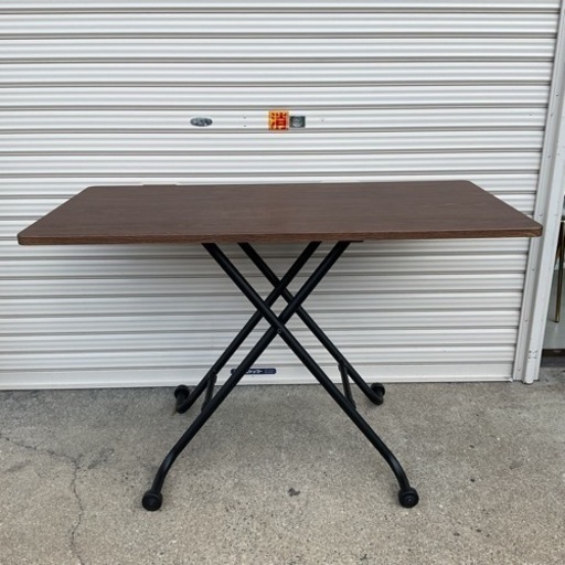 済】ニトリ 昇降テーブル ライザN ミドルブラウン