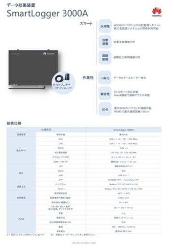 新品未開封】HUAWEI SmartLogger3000A（1台）