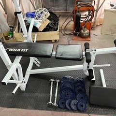 WILD FIT マルチベンチ、ダンベルプレートセット（計35kg）