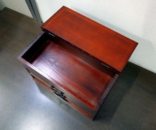昭和レトロ　小物入れ　引き取り限定 昭和レトロ WOODWARE-KS 小物入れ 引出し2段 ソーイングボックス