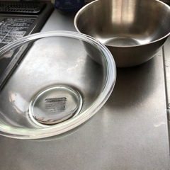 【26日まで】耐熱ガラスボウル21cm、ステインレスボウル19cm