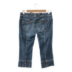GAS ガス パンツ デニム クロップド丈 ヴィンテージ デザインポケット ひげ 個性的 フロントボタン カジュアル ベルトループ レディース ネイビー 27の画像