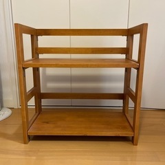 【取引中】折りたたみ式　木製　ブックシェルフ2段　家具　収納　本棚