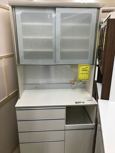 価格見直しました！パモウナ キッチンボード 幅100cm 2枚扉レンジボード 食器棚 カップボード スロークローズ 家具 インテリア 