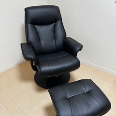 【美品】【値下げ】1人用ソファ　360°回転&無段階リクライニン...