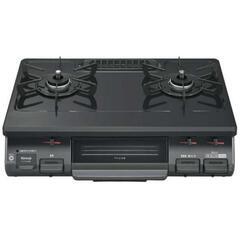 ガステーブルコンロ 片面焼き水なしグリル [2口 /右強火] ブ...