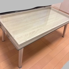 ホワイトウッド　ガラスローテーブル