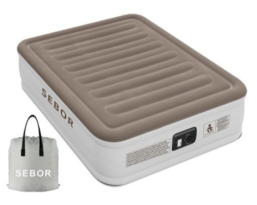プレミアムエアーベッド 電動ポンプ内蔵 高反発ダブルエアーマットレス 203×152×46cm 定価: 12,999円