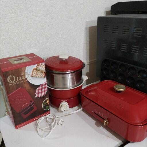 3/27まで 　新品　レコルテ　プレスサンドメーカー　ポットデュオ　ブルーノ　ホットプレート３点セット