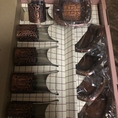 ブロンズ(銅)細工グラス　写真にある箱の中身全て セット販売中‼️の画像