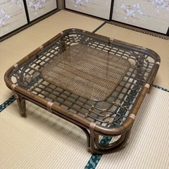 希少品　籐　座卓テーブル　四角　アンティーク