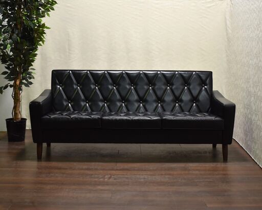 【ヤ取終了4/14】≪zyt1398ジ≫ カリモク60 3人掛けソファ ロビーチェア 3シーター U36213BD スタンダードブラッ