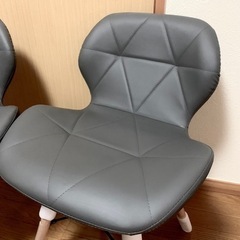 イームズチェア 2脚セット PUレザー座面 ダイニングチェア 椅子 イス シェルチェア クッション いす イームズチェアー 木脚 リビングチェア ☆ほぼ新品&予備スペア座面おまけ付きの画像