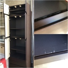 壁面収納  キャビネット ダークブラウン 木目調 引き出し 扉 棚 収納棚 玄関収納 シューズボックス 靴箱 家具 の画像