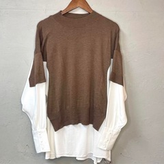 キクリ ニットパネル ベルテッドシャツ