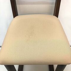 ss6210　ドレッサーチェア　こげ茶×ベージュ　木製　布張り　無地　背もたれ付き　鏡台　コンパクト　ダークブラウン　椅子　イス　いす　一人がけ　中古ドレッサーチェアの画像