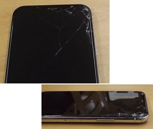 APPLE iPhone Xs 512GB SIMフリー MTE42J/A 画面割れ有り ジャンク品 シルバー 5.8インチ 初期化済