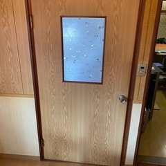 建具　扉　幅広　すりガラス　窓ガラス付き　大きめ　押し戸　木製　...