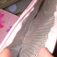 イベント合同出店&ジモティーのみ・ハンドメイドメッシュビニールポーチ・同じ絵柄バッグチャーム付きの画像