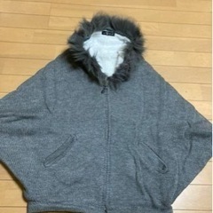 ポンチョ　　ウール混　　フリーサイズ