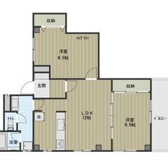 【初期費用ゼロ円】リビング＋洋室2部屋✨オートロック✨新規リフォ...