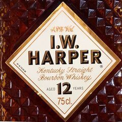 【古酒・未開栓・箱無し】I.W. HARPER 12年　旧ラベル　金光沢キャップ(ライン無し)の画像