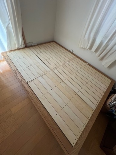 ダブルベット　ベットフレーム　収納付き　無印