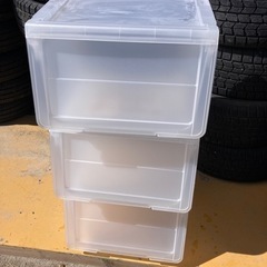 美品 3個set便利な蓋付収納ボックス(カバコＭ)