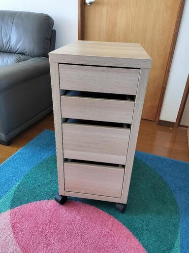【引取のみ】IKEA MICKE ミッケ\n引き出しユニット キャスター付き ホワイトステインオーク調