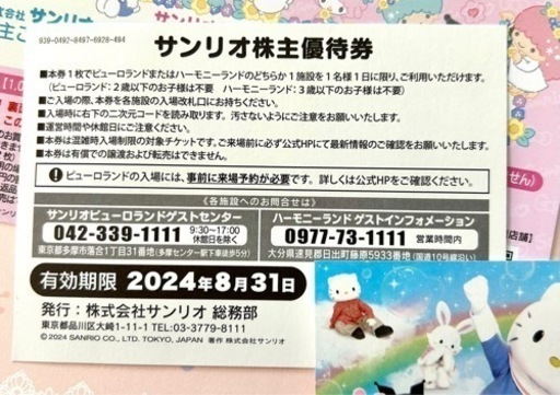 サンリオ株主優待+1000円優待券