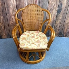 ラタン 回転 チェア 椅子 家具 インドネシア製 レトロ アンティーク