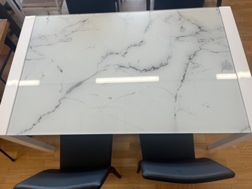 N591★ニトリ製★大理石調ガラスダイニング★ダイニング5点セット★幅1500ｍｍ