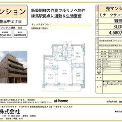 新築同様。フルリォーム物件。練馬駅利用で至便。4,680万円。３...