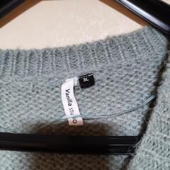 ニットカーディガン　くすみグリーン　3Lの画像