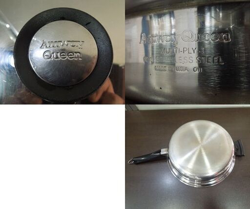 Amway Queen 蓋付き フライパン 片手鍋 MULTI-PLY-I 18/8 両持ち手 USA製 調理器具 アムウェイ クイーン 札幌市 新道東店