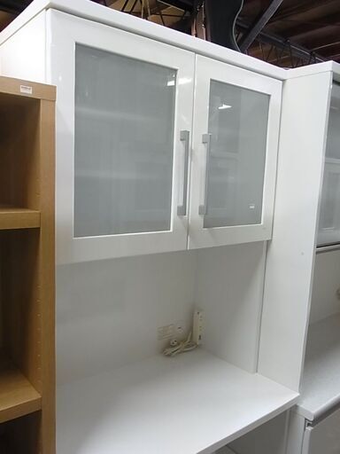 フナモコ　2ドアキッチンボード　ホワイト　白　食器棚　食器収納　キッチン収納　レンジボード