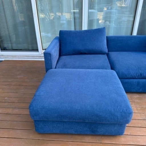3人がけソファ オットマン付き ブルー 定価55,000円