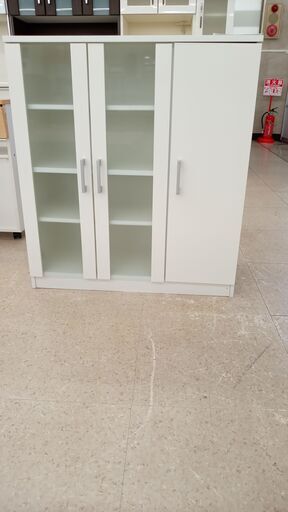 ★ジモティ割あり★  食器棚 白 H89×D40×W80 クリーニング済み TJ4914