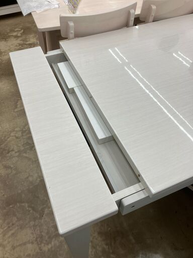 伸縮式ダイニング インテリア岩永４点セット 食卓テーブル 大川家具 国産 ホワイト 白系 ベンチ No.910● ※現金、クレジット、スマホ決済対応※