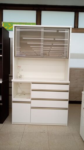 店長値引き★ジモティ割あり★ 松田家具 レンジボード 白 H205×D49×W118 クリーニング済み TJ4919
