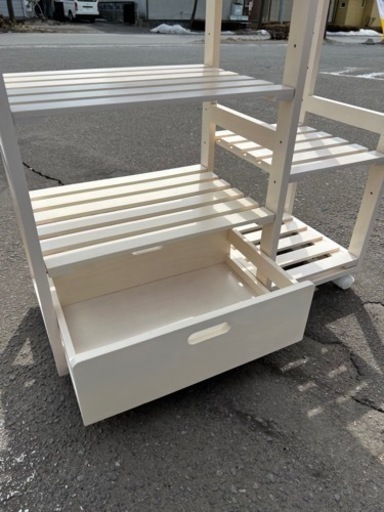 美原店　キッチンワゴン　家具 オフィス用家具 机 ワゴン テーブル付き 折りたたみ 幅95 作業台 キッチンワゴン 