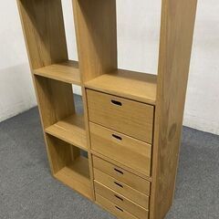 無印良品/MUJI スタッキングシェルフセット・3段×2列・オーク材 専用チェスト2個 中古家具 店頭引取歓迎 R8120