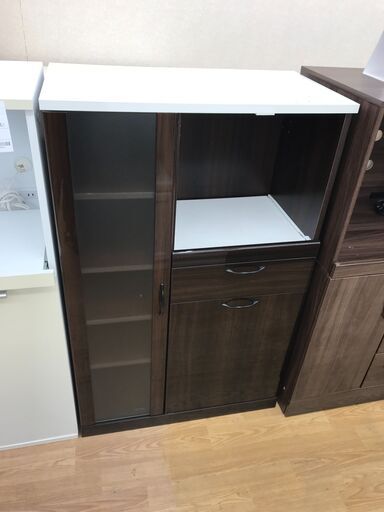★ジモティ割あり★  レンジ台 ブラウン H118×W75×D40 クリーニング済み KJ4700