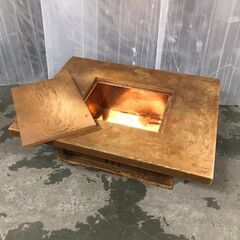 終 箱火鉢 木製 テーブル 幅100 x 奥行75 x 高さ33...